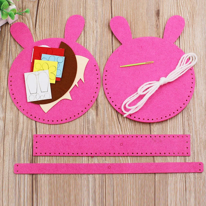 6 pcs Children Cartoon Non-woven Handicraft Toys Kids Handmade Bag DIY Animal Flower Handbags Crafts Art Sewing Toy Craft