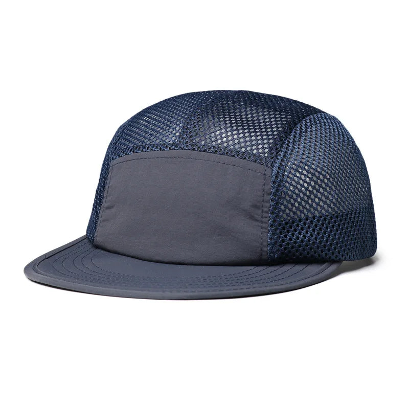 American Retro Five-Panel Baseball Cap Mesh Breathable Flat Brim Outdoor Quick-Dry