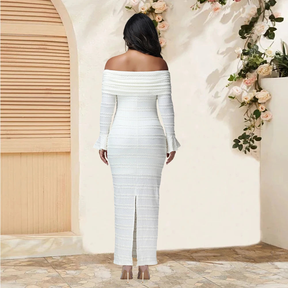 Maternity Fishtail Long Sleeves Criss Cross Neck Fall Dress Fashion Bodycon Pregnant Women Gown for Baby Shower Photoshoot