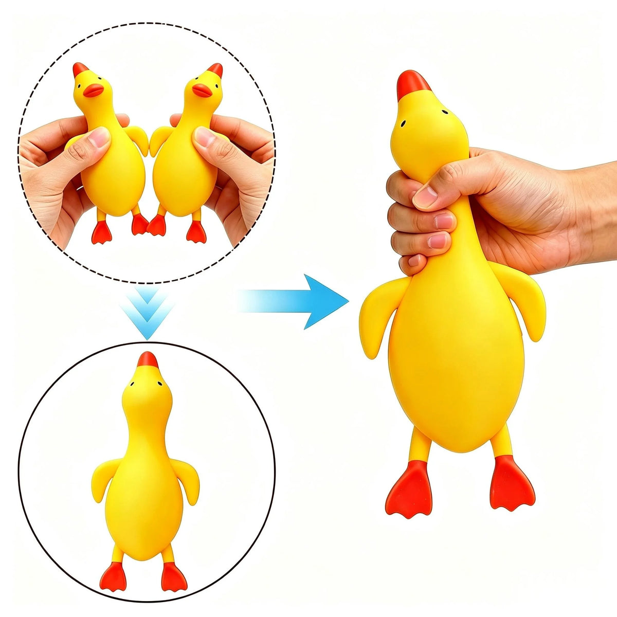Creative Big Yellow Duck Squishy Toy, TPR Soft Rubber Cartoon Duck Stress Relief Squeeze Toy, Slow Rising Fidget Sensory Toy