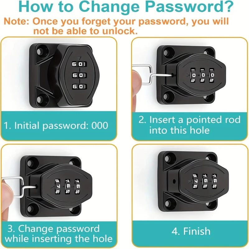3 Digit Household Security Cabinet Password Locks Keyless Drawer Combination Coded Door Cabinets Home Hardware Zinc Alloy Latch