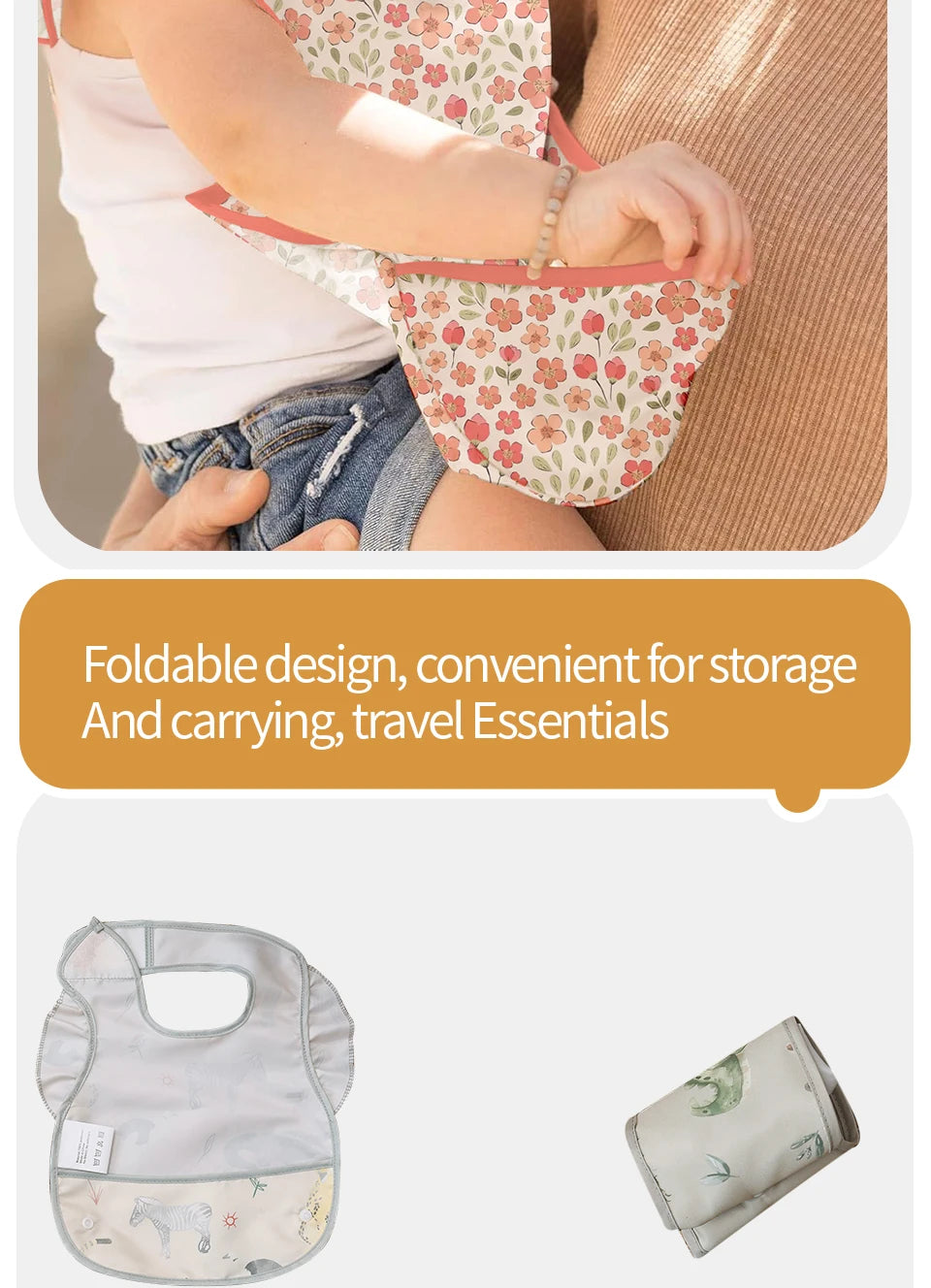2Pcs/Set Waterproof Baby Bibs,Lively and Adorable Shoulder Design Sleeveless Smock Feeding Bib Apron