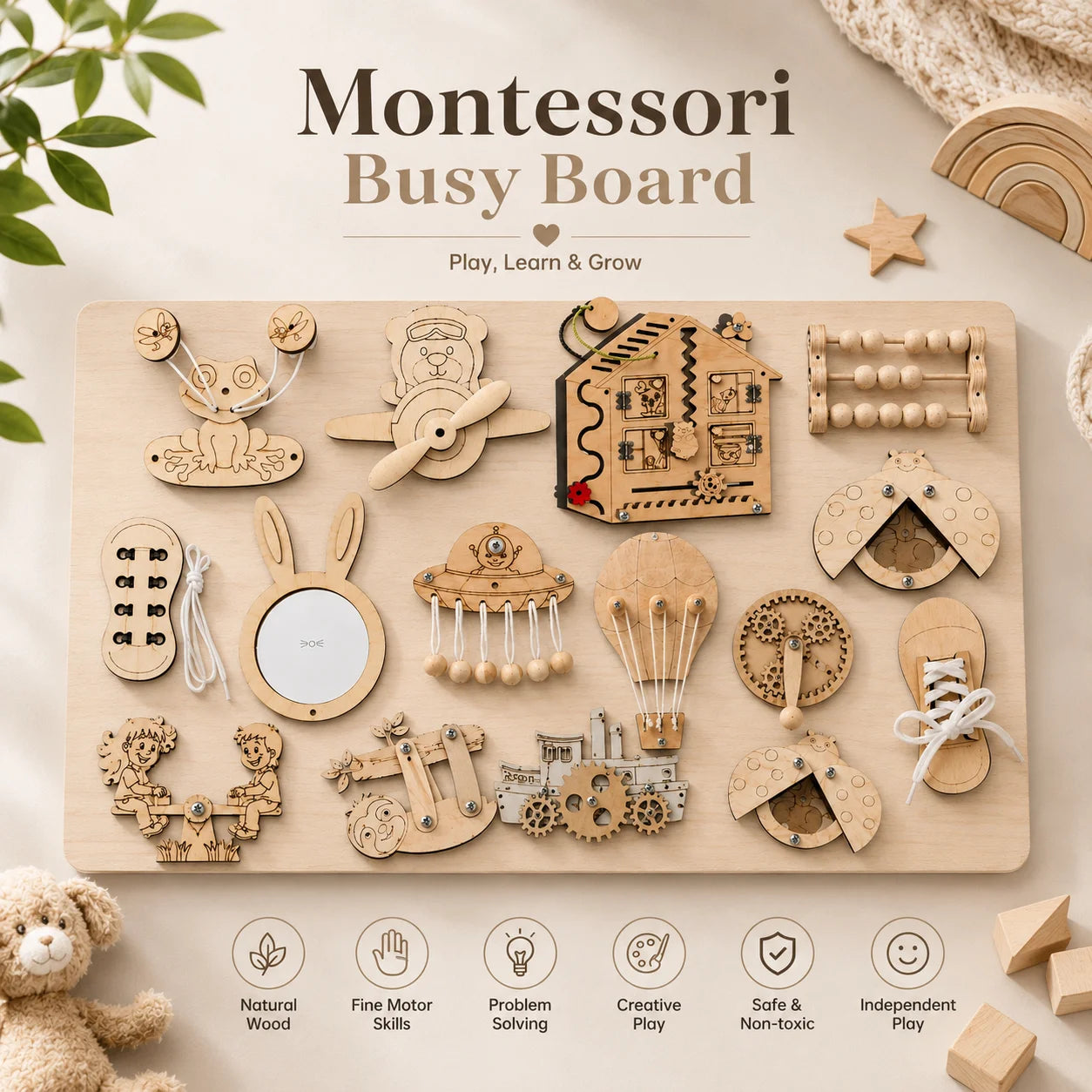 Montessori Wooden Fraction Puzzle Toys Kids Educational Math Learning Board Game Early Learning Fractions Toy Montessori Gift
