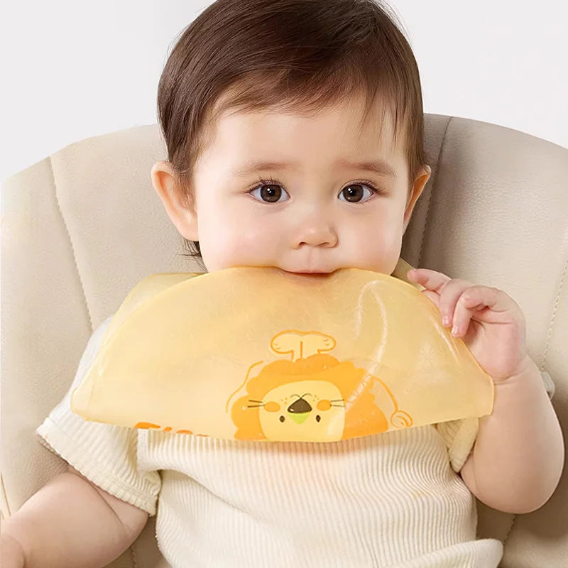 AIBEDILA  Silicone Baby Bib Waterproof Adjustable Food-Grade Feeding Apron Cartoon Pattern Burp Cloth for Toddlers Boys Girls