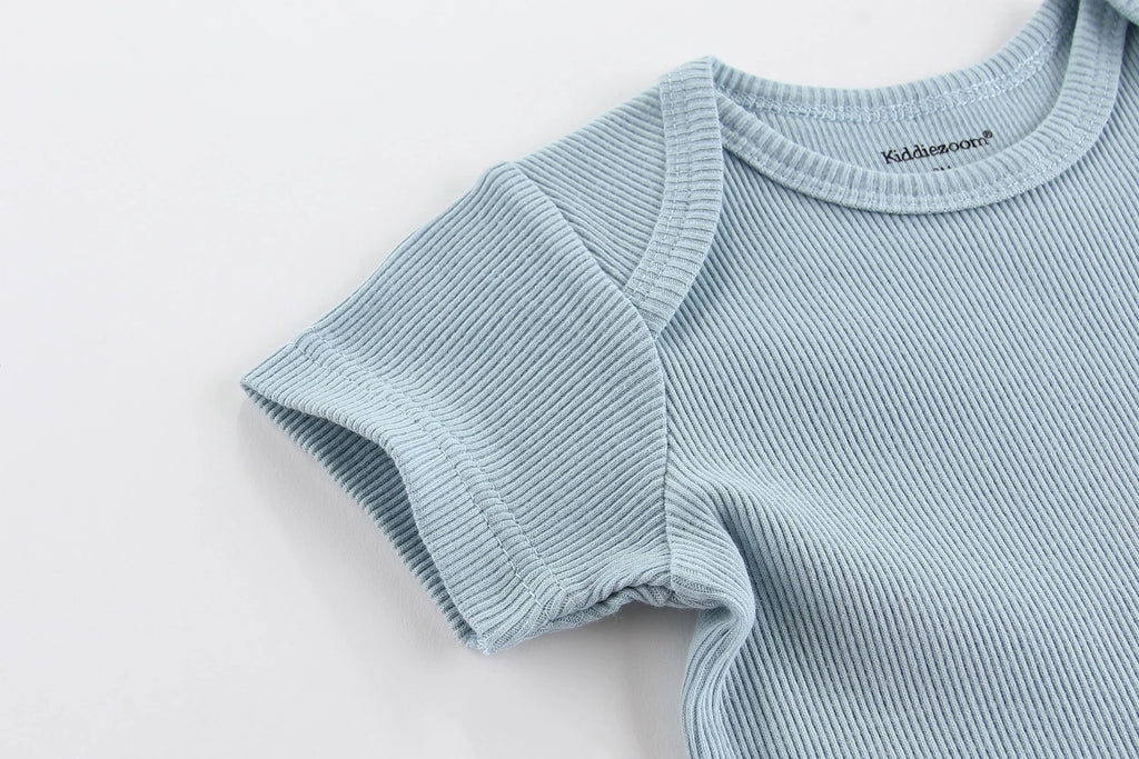 6-Piece Fashion Baby Unisex Bodysuits Short Sleeve Cotton Newborn Boy Girl Onesies Solid Color Infant Outfits