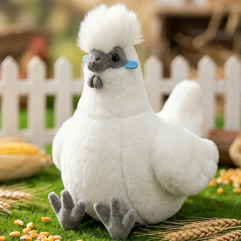 2026 New Simulation Chubby Rooster Hen Black-bone Chicken Fluffy Simulation Animal Poultry Stuffed Soft Lifelike Huggable Pillow