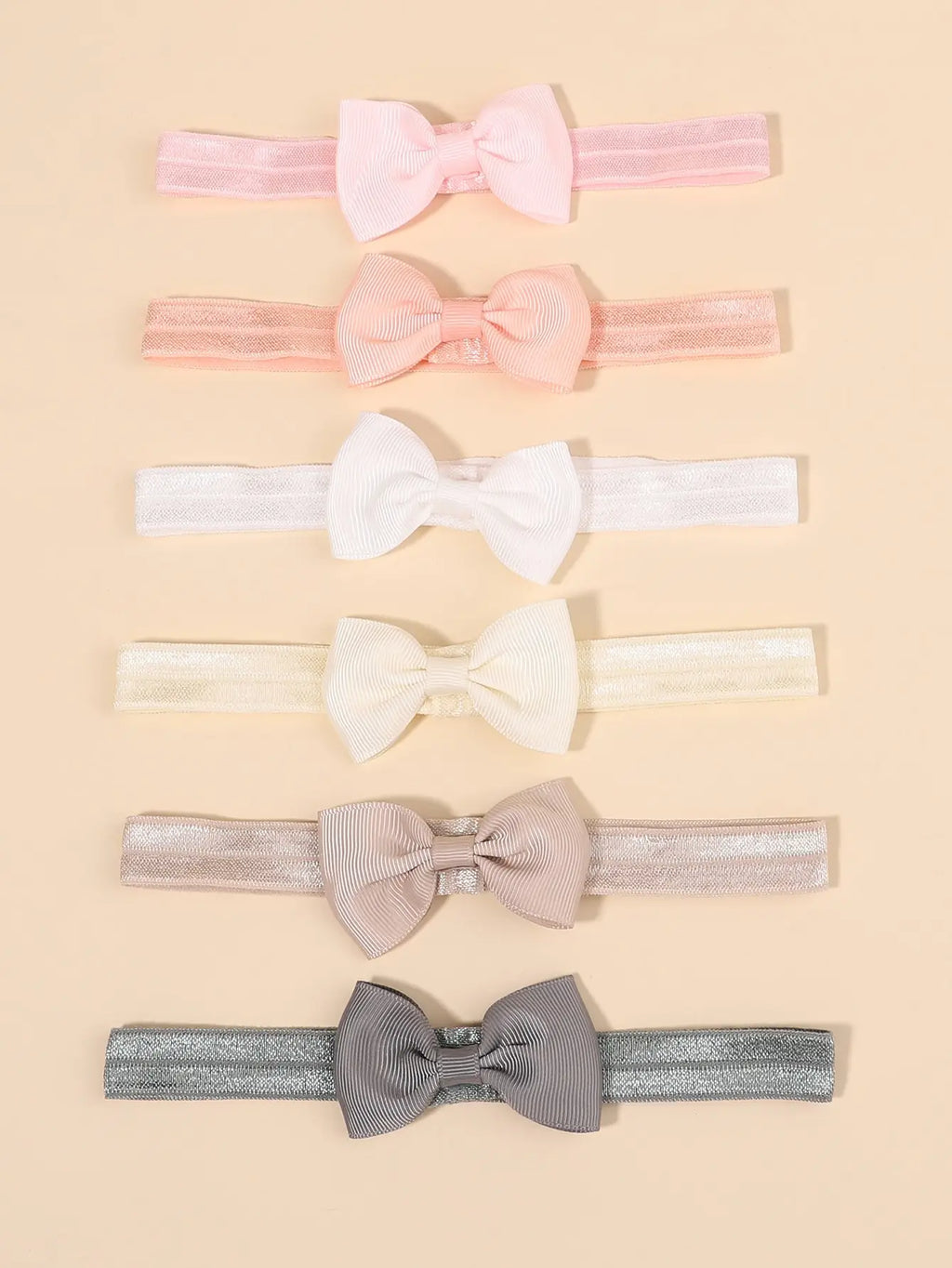 6-10Pcs Solid Color Grograin Ribbon Bowknot Headband for Baby Girls Headwear Elastic Hair Bands Infant Hair Accessories