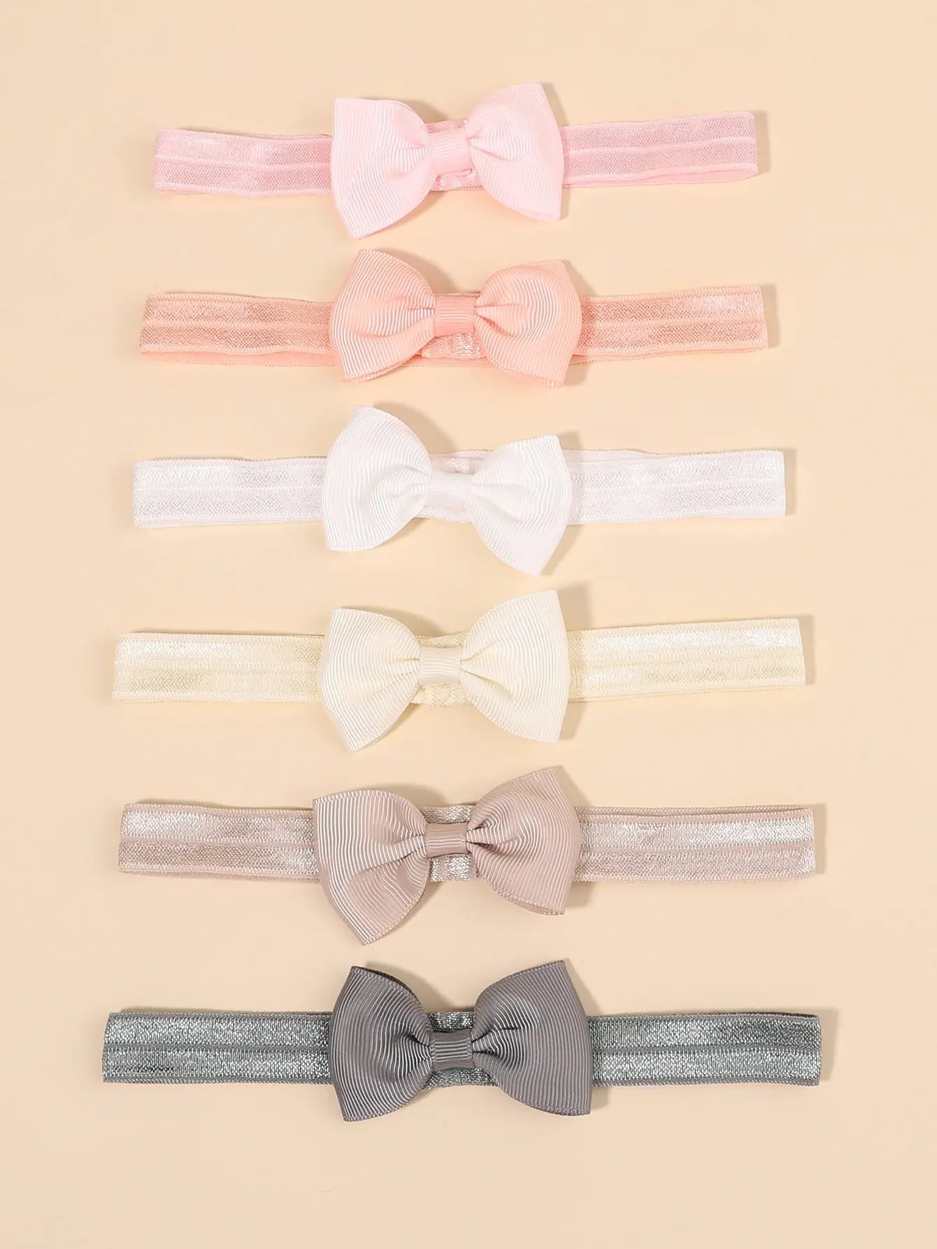 6-10Pcs Solid Color Grograin Ribbon Bowknot Headband for Baby Girls Headwear Elastic Hair Bands Infant Hair Accessories