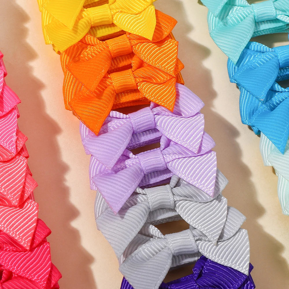 40pcs/Set Mini Hair Bows for Baby Girls 1.3'' Handmade Ribbon Bowknot Clips Toddler Kids Hair Accessories Cute Headwear