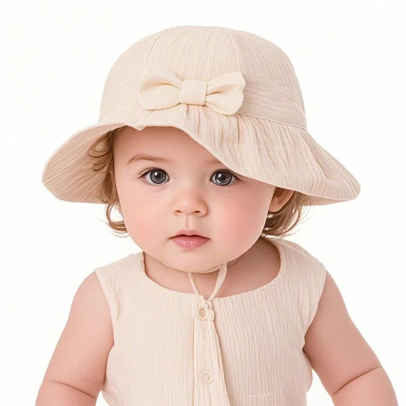 Baby Hats Girls Bowknot Panama Summer Kids Sun Hat Infant Beach Fisherman's Hat Children Breathable Cotton Outdoor Bucket Cap