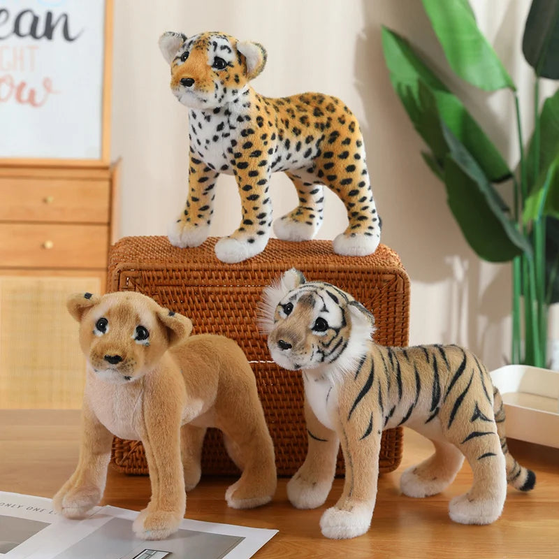 New Simulation Lion Tiger Leopard Plush Toys Home Decor Stuffed Cute Animals Dolls Gift For Children Birthday Christmas