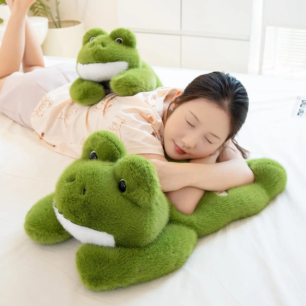 Hot Simulation Giant Frog Plush Toy Stuffed Animals Plushies Green Lying Frogs Throw Pillow Cushion Home Deco For Kids Gift