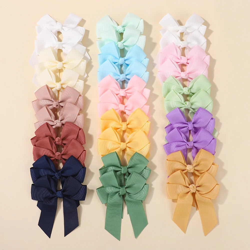 30Pcs/lot Boutique Ribbon Tassel Bow Hair Clip Set Colorful Cheer Bow Hairgripes Girls Lovely Headdress Gift