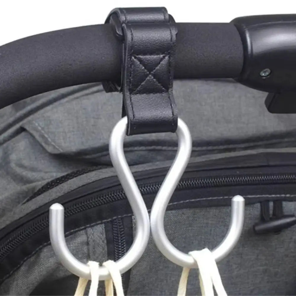Creative S Shape Baby Stroller Hooks PU Double Hook Hanging Hook Stroller Accessories Solid Color Stroller Accessories Baby