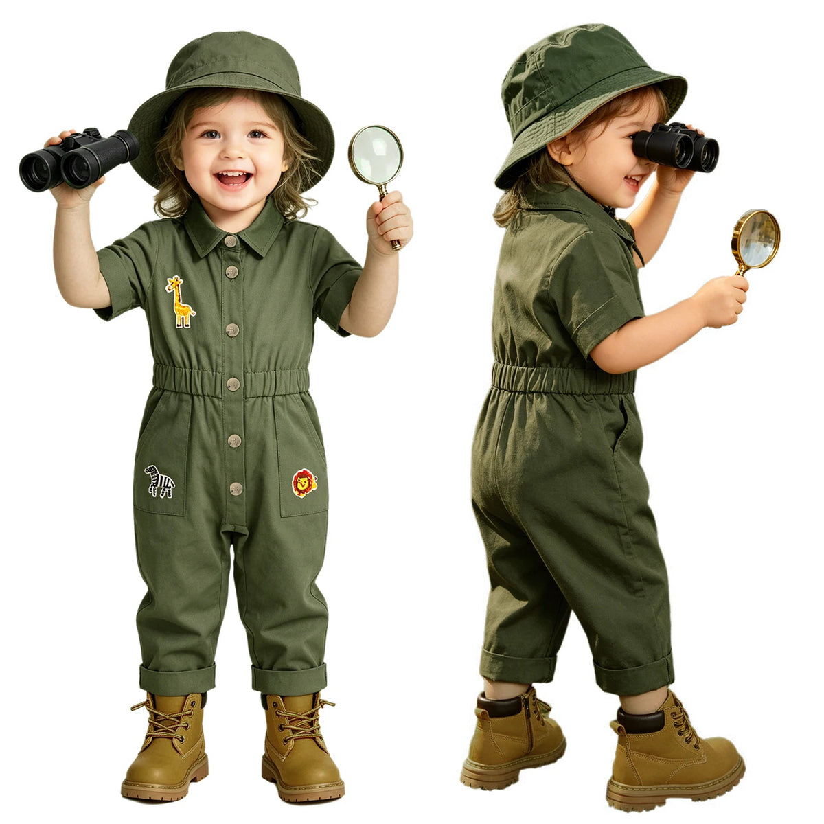Toddler Baby Girls Zookeeper Suit Sleeveless Cute Animal Embroidery Tulle Dress Birthday Party Cake Smash Zoo Keeper Outfits