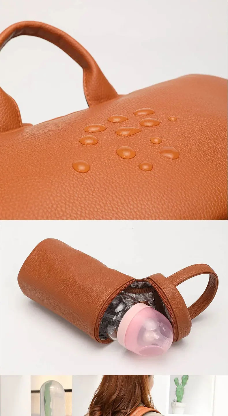 PU Leather Diaper Bag Backpack Large Capacity Travel Carry Bag Maternity Bag Stroller Organizer Nappy Changing Bags Diaper pad