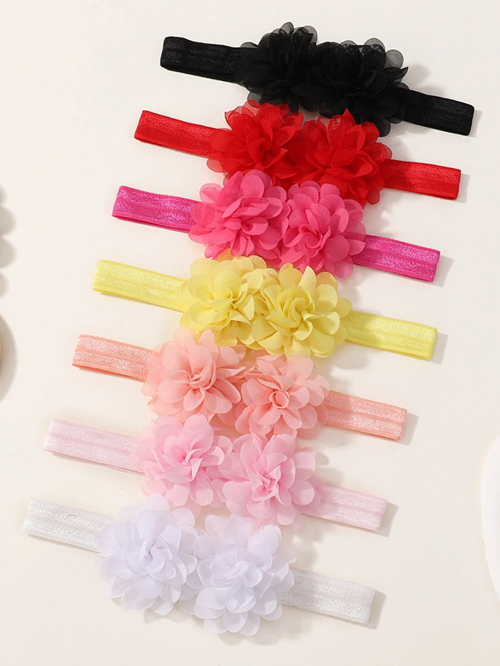 7pcs Babys Chiffon Headbands Flower Soft Strecth Elastic Hair Bands SetNewborns Head Tie Infants Babe Hair Accessories