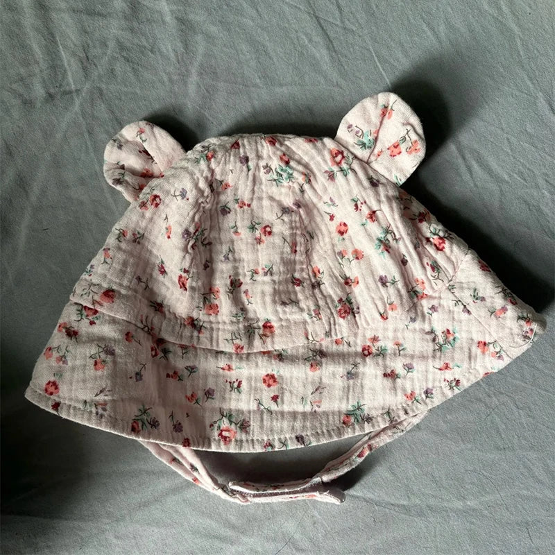 Kids Hat For Girls Muslin Cotton Children's Bucket Cap Panama Baby Girl Summer Travel Sunscreen Beach Hat Sun Fisherman Cap