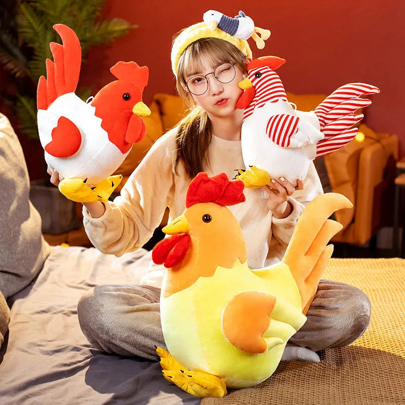 Nice 1pc Simulation Cock Plush Toys Stuffed Soft Chicken Dolls Animal Poultry Pillow Funny Home Cushion Decor Birthday Gift