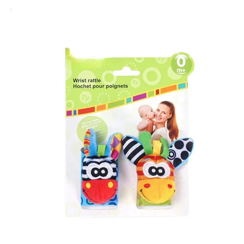 Newborn Baby Cute Stuffed Animals Baby Rattles Soft Socks Wristband Set Baby Rattles Toys Make Sounds Games For Babies