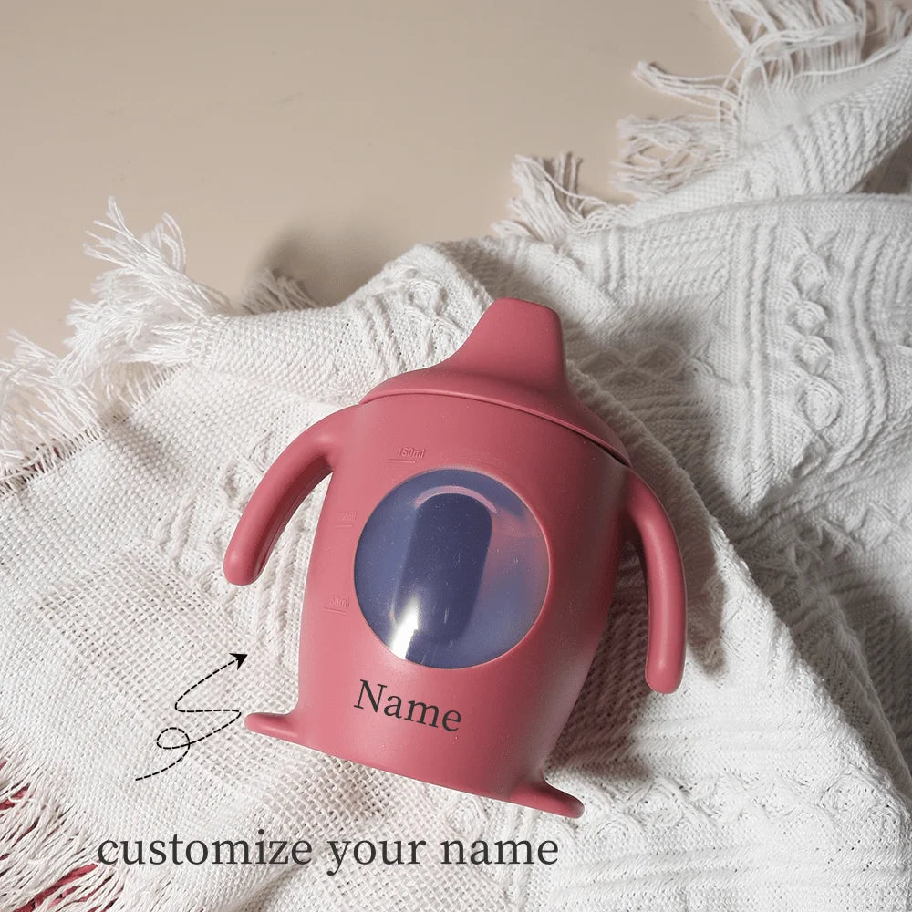 1PC Personalized Customization Name Penguin Silicone Sippy Cup Silicone for Babies/Toddlers Baby Cups Custom Water Bottle