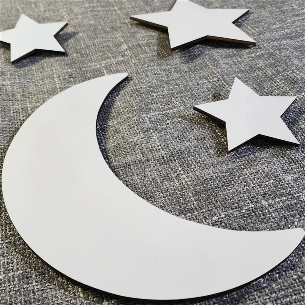 8Pcs/Set Ins White Wooden Moon and Star Garden Nursery Collection Wooden Wall Decoration Celestial Wall Art, Playroom Sign, Bohemian Home Wall Decor