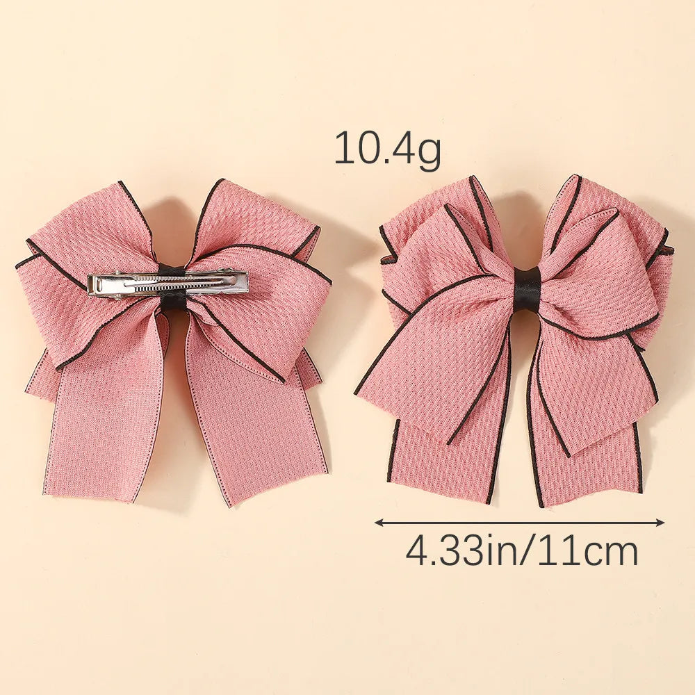 2Pcs/set Elegant Solid Ribbon Bowknot Pearl Hair Clips for Women Girls Korean Handmade Bows Hairpin Headwear Hair Accessories