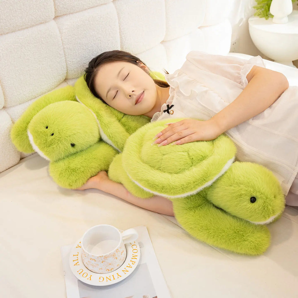 New Lovely Turtle Plush Toys Cozy Fluffy Lying Prone Cartoon Tortoise Throw Pillow Back Cushion Kawaii Home Decor Funny Gift