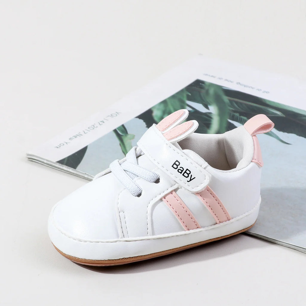 Cute Rabbit Baby Shoes Waterproof Anti-Slip Toddler Shoes 0-1 Years Old New Baby Shoes PU Leather And Soft TPR Sole