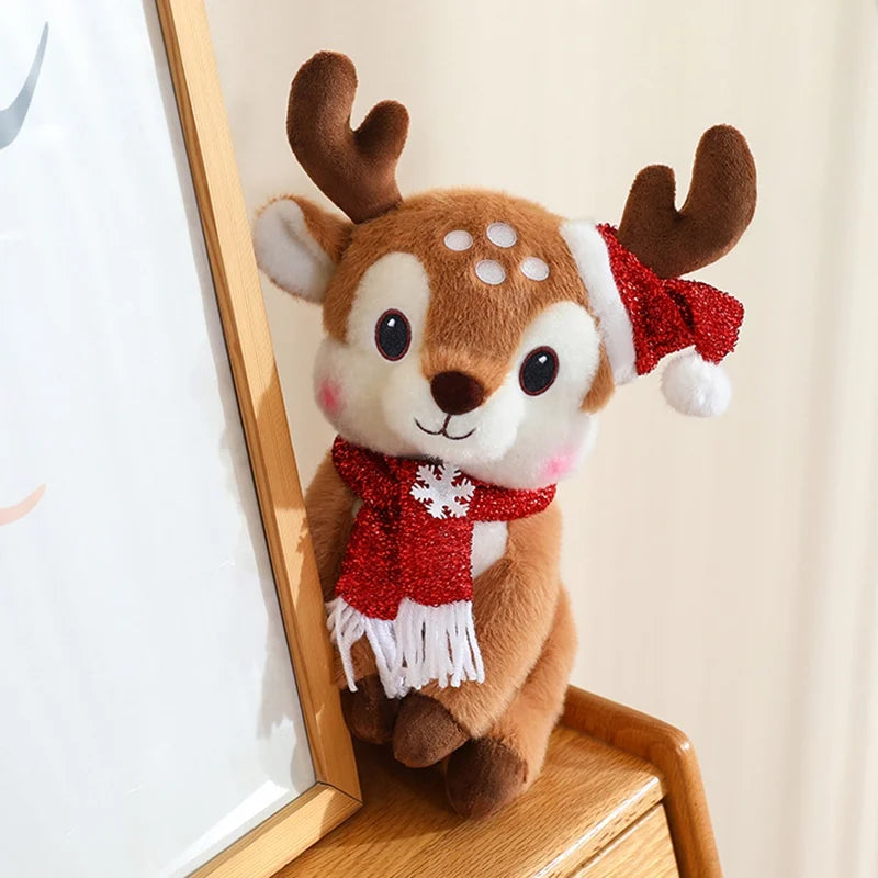 Latest Christmas Scarf, Deer Doll Pillow, Kawaii Stuffed Plush Toy Doll, Cartoon Anime, Cute Children's Birthday Gift, Fun Doll