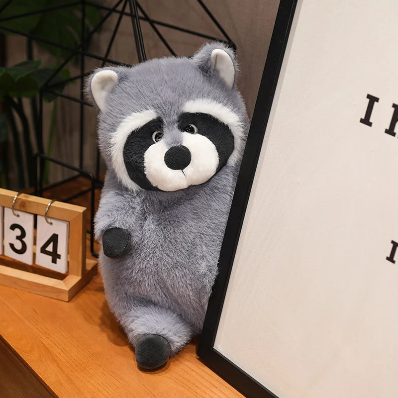 Artificial Fat Raccoon Plush Doll Grey Round Raccoon Animal Plush Toy Super Soft Christmas Gift For Boys And Girls