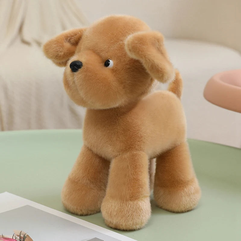 Lifelike 25cm Plush Dog Toy Schnauzer Husky Golden Retriever Stuffed Doll For Kids