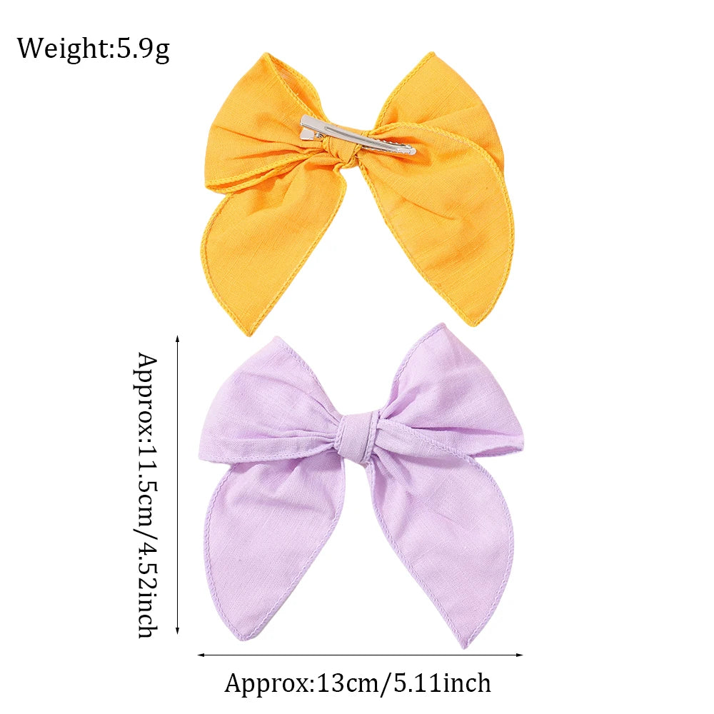 15Pcs cotton cheer bow hairclips set girls big bowknot ponytail hairgripes party travel headdress