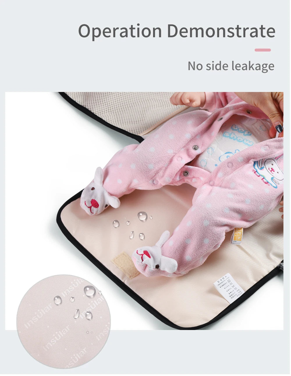 Portable Baby Changing Mat:Infant Multifunction Diaper Changing Pad for Newborns-2-in-1 Waterproof Changing Pad with Storage Bag