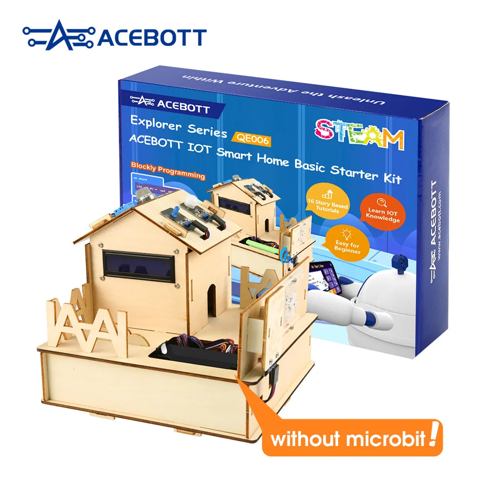 ACEBOTT Learning Kit Microbit Smart Home Automation Projects STEM Education Wooden House makecode