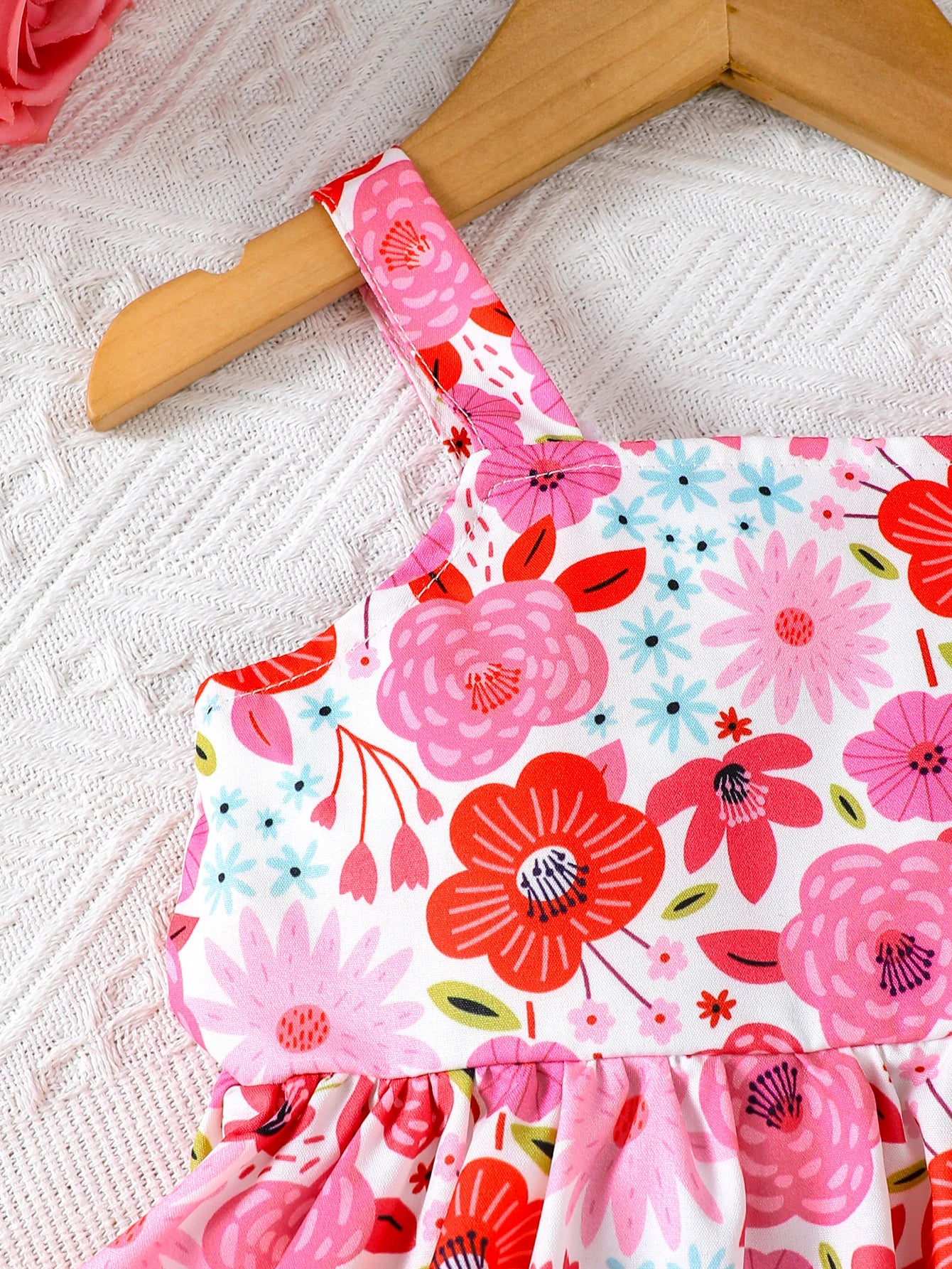 Baby Girl Summer Dress Strap Beautiful Printed Strap Dress+Hat Two Piece Set for 0-3 Year Old Baby Girl Beach Vacation Dress