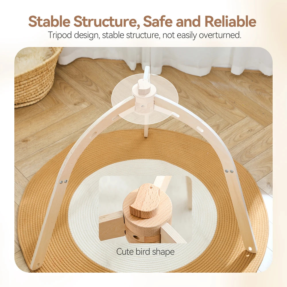 Baby Wooden Gym Frame Gym Activity Bird Tripod Gym Frame for Toddle Play Gym Mobile Hanging Sensory Toys Baby Room Decorations