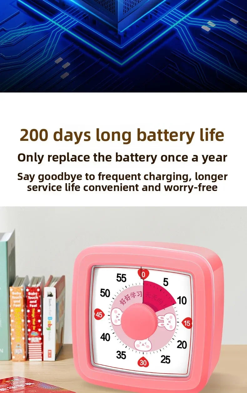 Visual Timer With Night Light School Minuteur 60-Minute Countdown Timer for Kids and Adults Pomodoro Stopwatch Clock