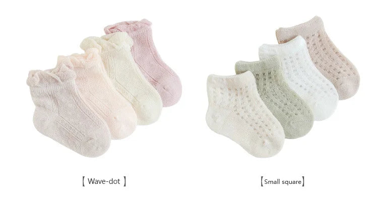 4 Pairs/Lot  New Baby Socks Mesh Thin Newborn Socks Combed Cotton Boneless Soft Summer Baby Socks For Gift