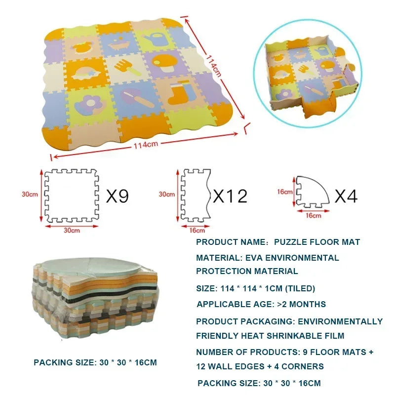Eva Foam Baby Play Mat 25-Piece Set 30x30cm Puzzle Floor Mat Educational Toy For Nursery