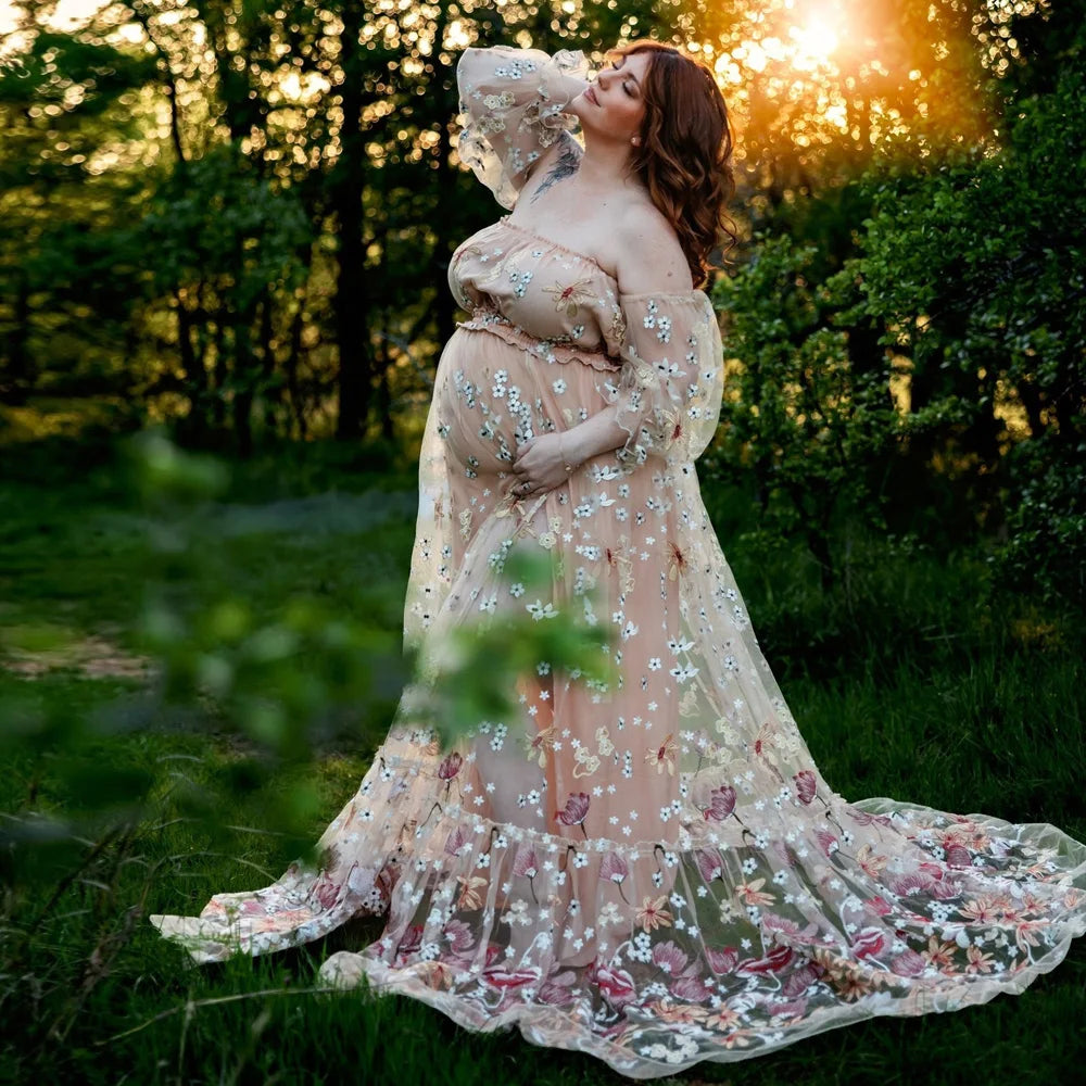 Maternity Photoshoot Dress Off Shoulder
