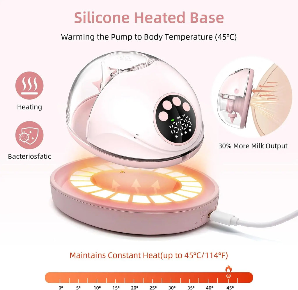 Wearable Electric Breastmilk Pump Handsfree BPA Free With UV Sterilize & Heated Base For Optional Wireless Breast Pump On-the-go