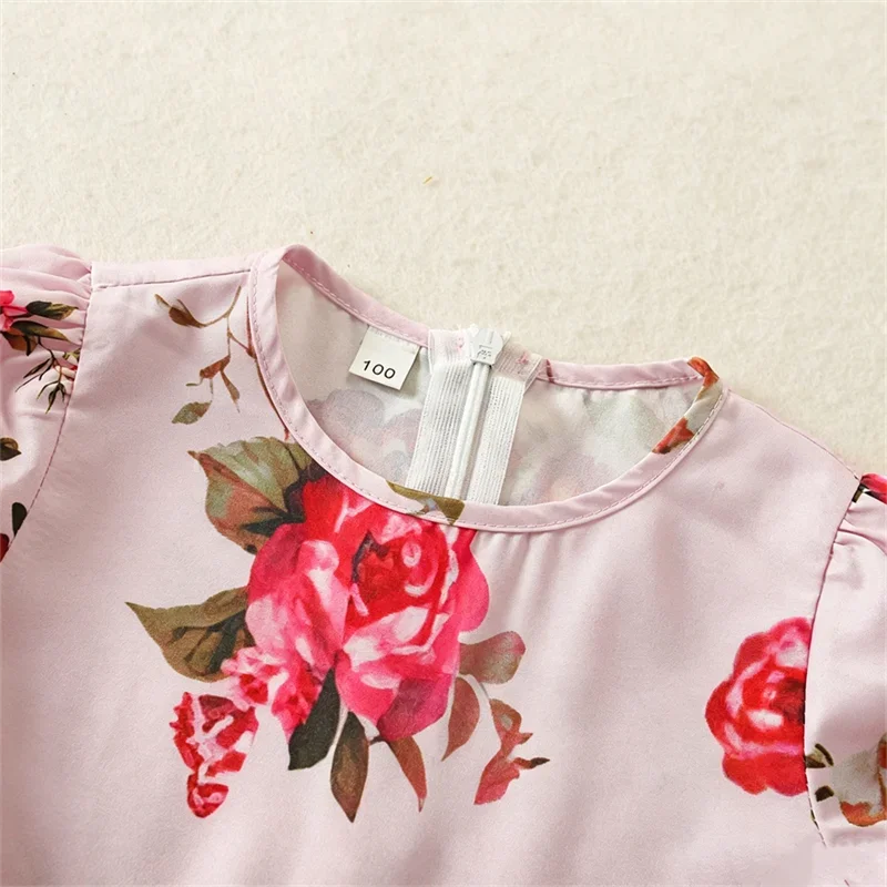 Vintage Mother Daughter Dress Vestidos Family Matching Outfits Children Dress Beach Casual Women Dresses Summer Girls Clothing