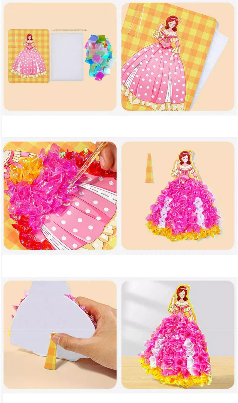 Children's Fabric Art Craze Poke Drawing Craft Toys Creative Puzzle Puncture Painting Poking Sticker Kids Birthday Gift For Girl