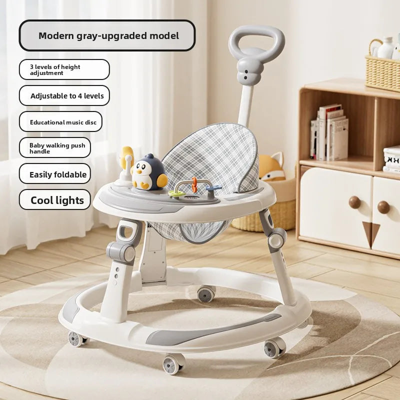 Baby Walker Foldable Multifunctional Toddler Learning Car Anti O Leg Design Adjustable Music Tray Safety Wheels W1