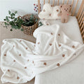 Embroidered Bear Baby Blanket Infant Coral Fleece Wrap Swaddle Blanket Warm Blanket For Newborn Outdoor Stroller Cover Blanket