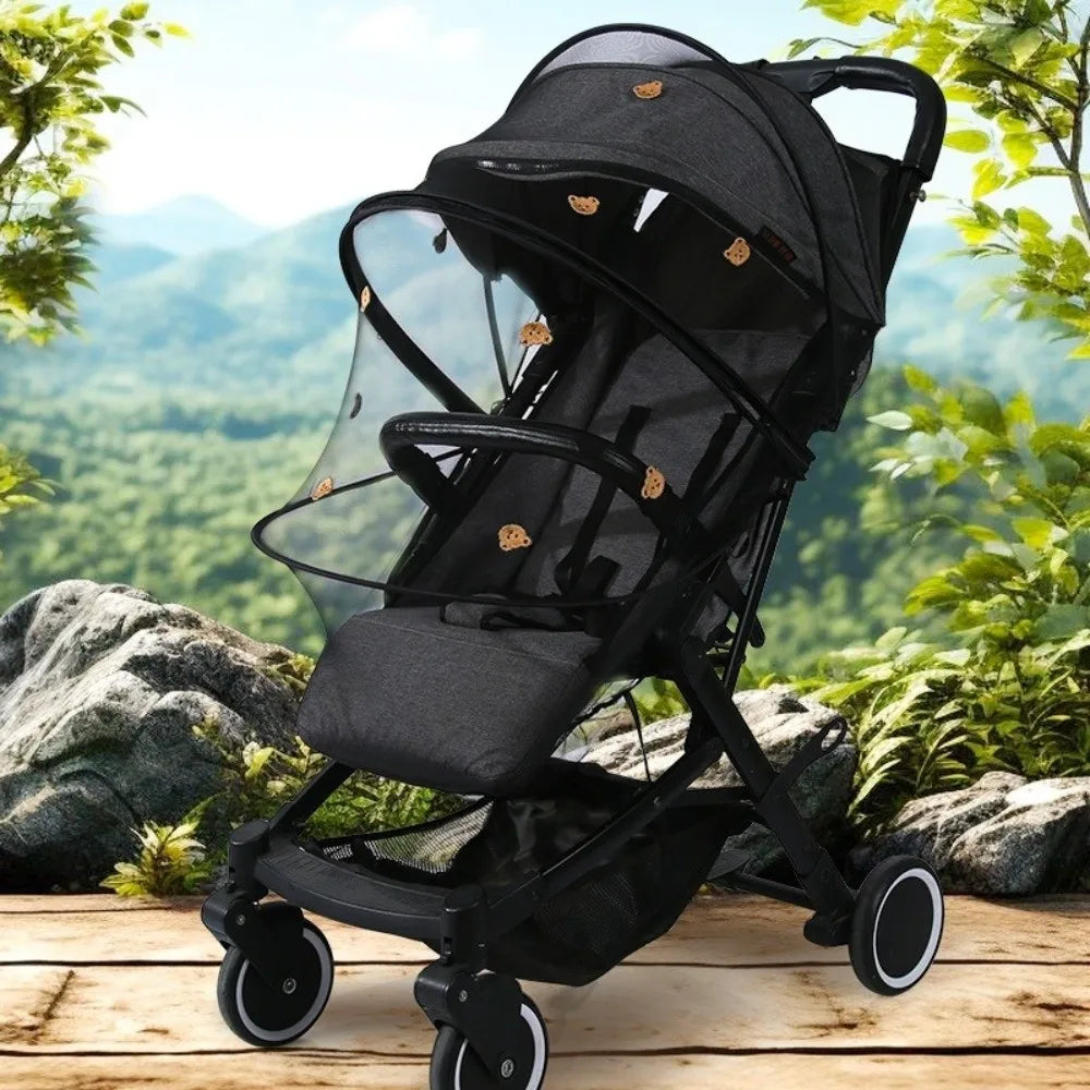 New Ventilate Stroller Mosquito Net Zipper Folding Pushchair Mosquito Net Cartoon Embroidery Mesh Baby Mosquito Cover Outside