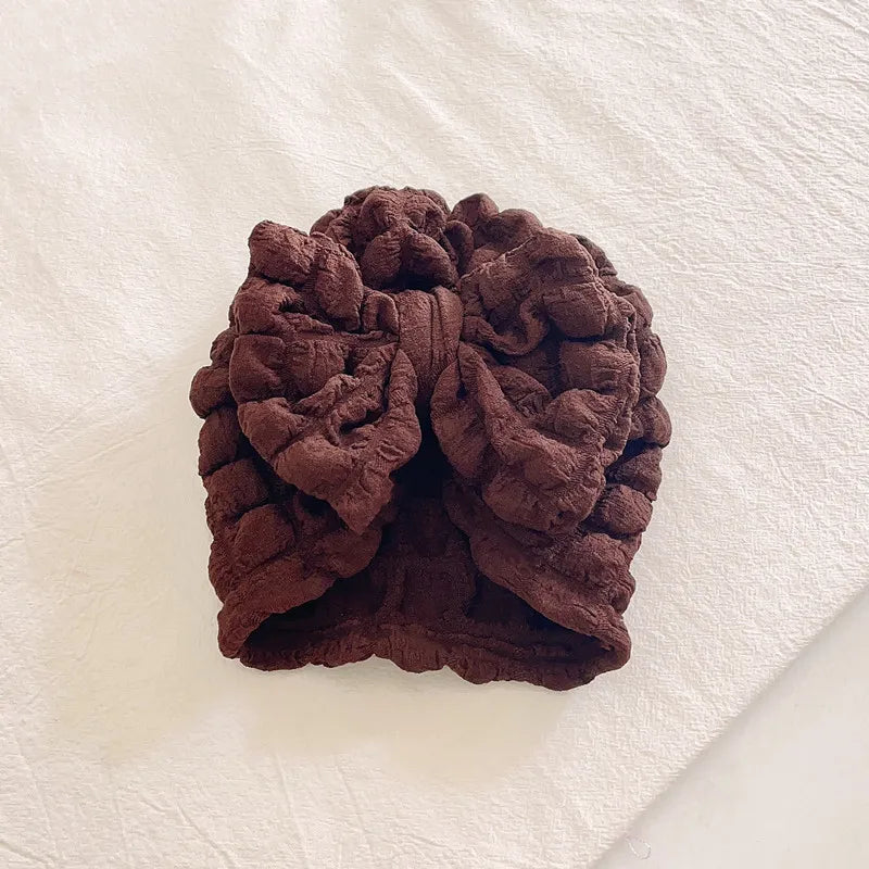 Bubble Print Beanie for Baby Girls Big Bowknot Turban Hat kids Indian Cap Cotton Beanies Infant Popcorn Hats Newborn Headwear