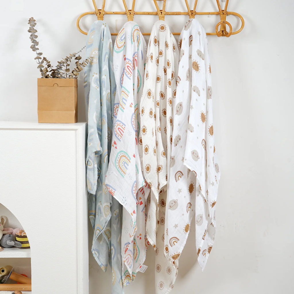 4PCS/Set Baby Muslin Swaddle Blanket Soft Bath Towel For Newborn Bamboo Cotton Infant Sleep Sack Wrap 120*110cm