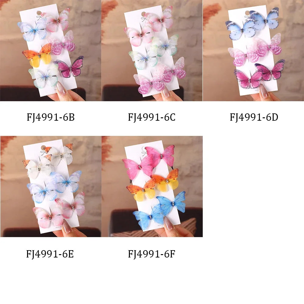 6Pcs/set Sweet Butterfly Hairpins for Girls Do Not Hurt Hair Super Nice Boutique Hairclips Womens Fashion Hair Accessories